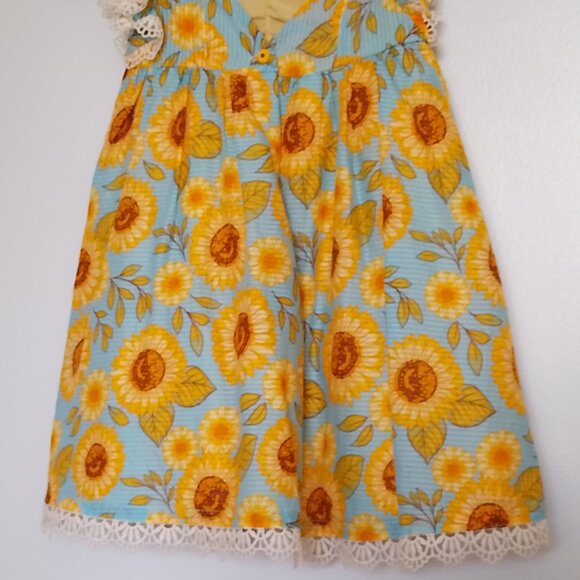 Cynthia Rowley Girls Dress, Sunflower Print with Lace Trim, Sz. 5 NWT - Picture 6 of 10